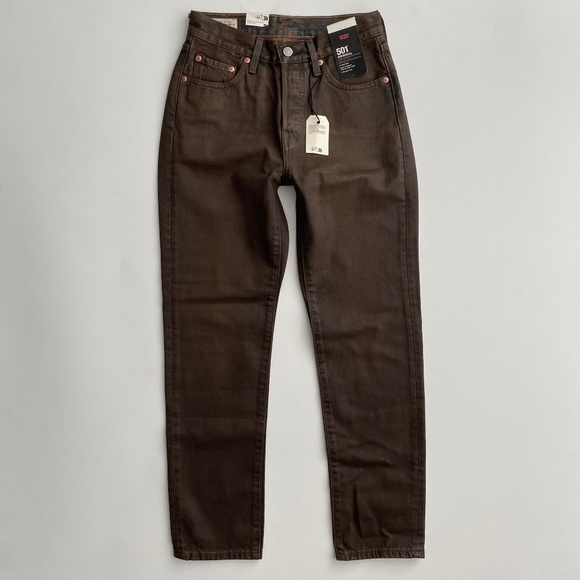 Levi's Premium Denim Nwt Brown Coated 501 Straight Jeans 125010575 29 x 30 - Picture 1 of 5
